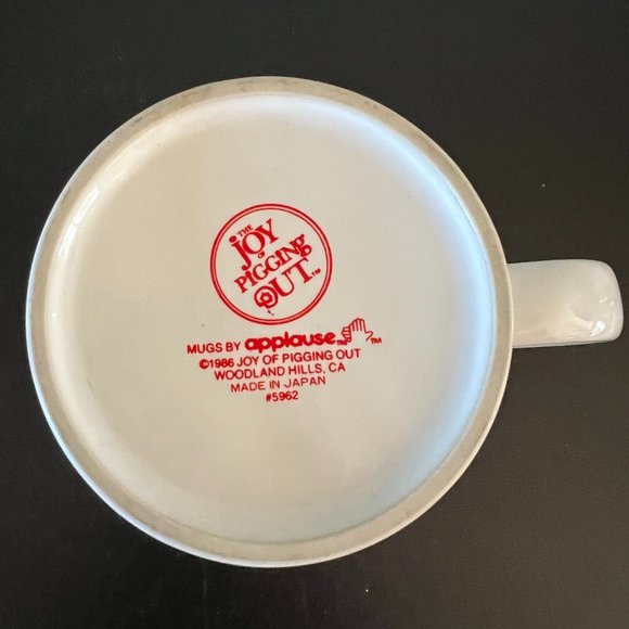 Vtg APPLAUSE “The Joy of Pigging Out” Ceramic Mug ~ Dieting ~ Weight Watchers - Picture 5 of 6